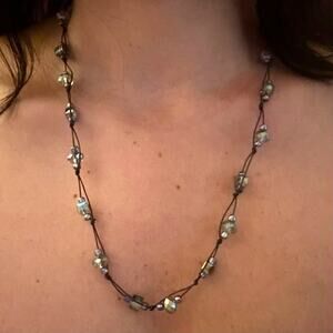 Handmade Beaded Necklace with Iridescent Accents